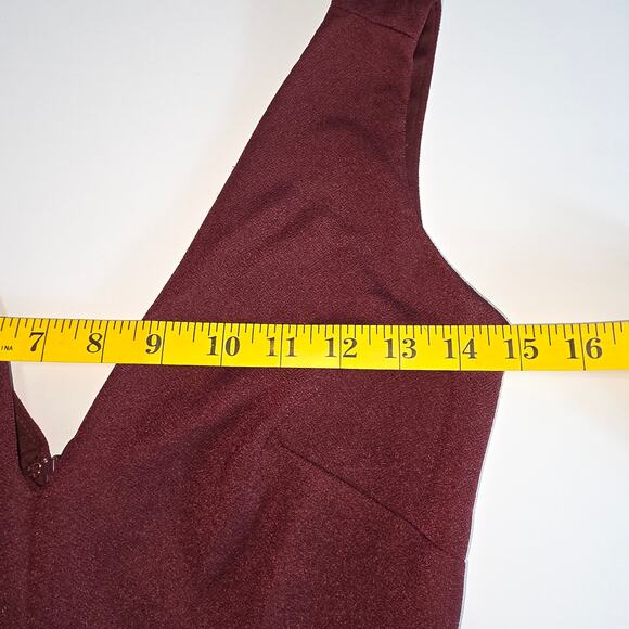 Birdy Grey Dress Womens Small Burgundy V-Neck Sleeveless Bridesmaid Maxi Gown - Picture 10 of 14